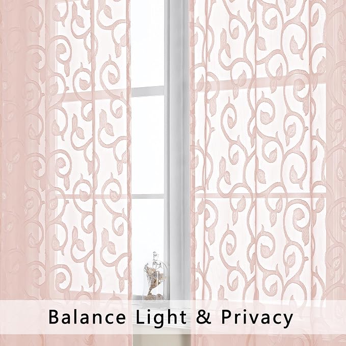 OWENIE Furman Cafe Curtains 30 Inch Length 2 Panels Set, Elegant Geometric - Image 4