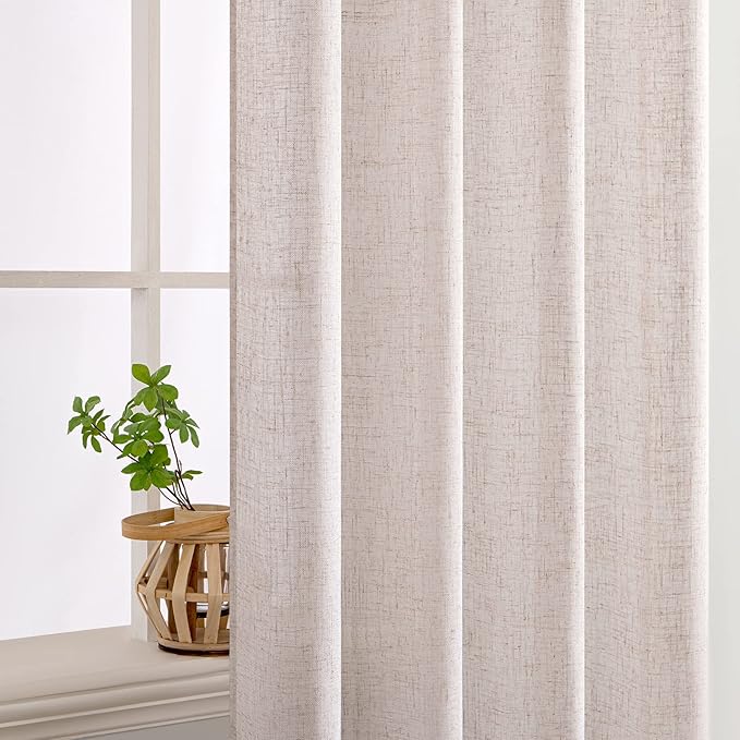 MIULEE Natural White Linen Curtains 95 Inch Length 2 Panels - Image 5