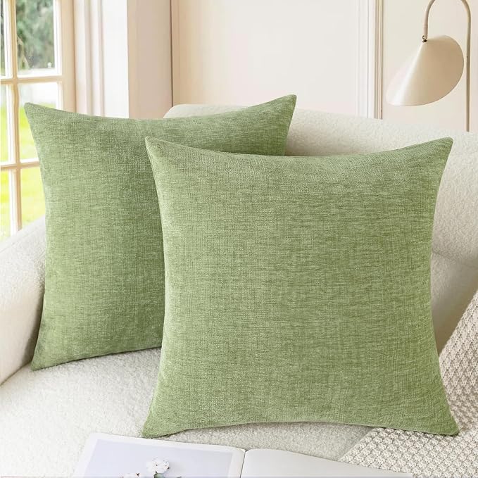 CaliTime Throw Pillow Covers Decorative 20 X 20 Inches Pack of 2 Cozy Chenille by CaliTime