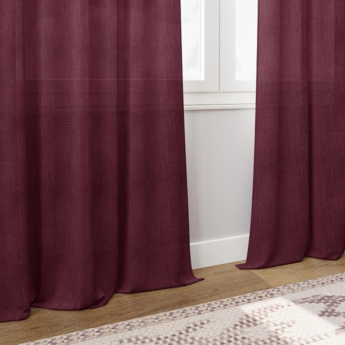 Extra Long Burgundy Linen Curtains 120 Inch - Image 6
