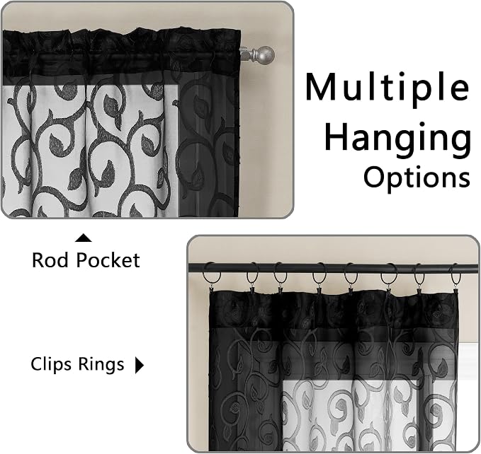 OWENIE Furman Sheer Black Curtains 90 inches Long - Image 4