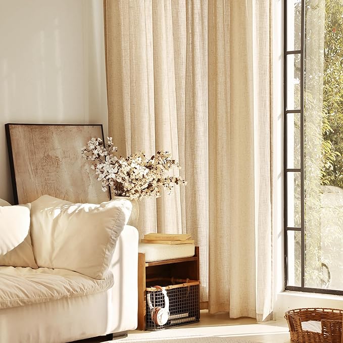 Tan Linen Curtains 120 inches Long - Image 5
