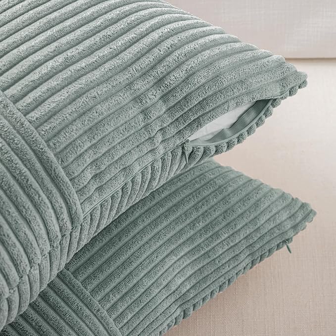 Fancy Homi 2 Packs Grey Blue Euro Decorative Throw Pillow Covers 26x26 Inch - Image 4