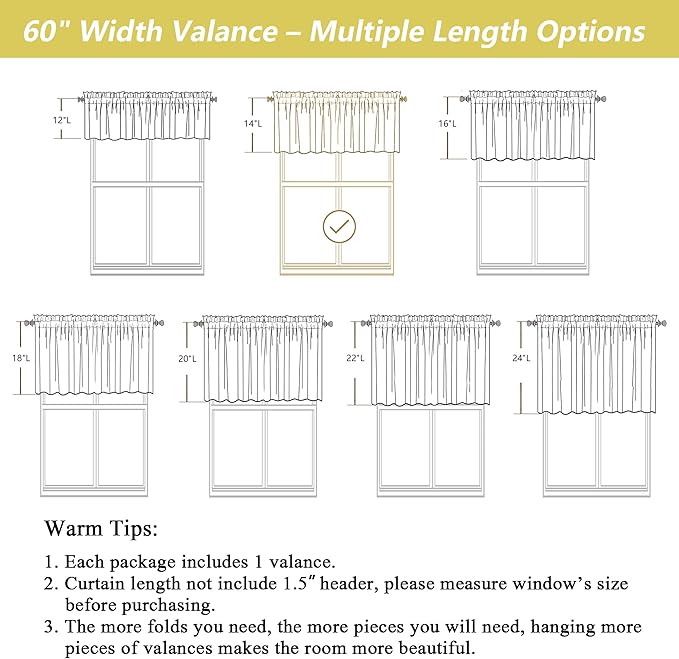 Grey Valances for Windows, Light Filtering Faux Linen Textured Small Short - Image 3