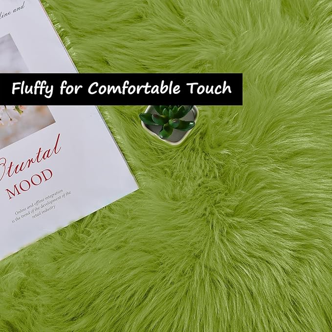 Goolela Lime Green Area Rug 6x9 Fuzzy Fluffy Furry Shag Rug - Image 3