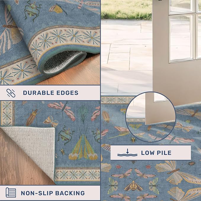 Hazo Haus Washable Blue Rugs for Bedroom Bedside - Image 5