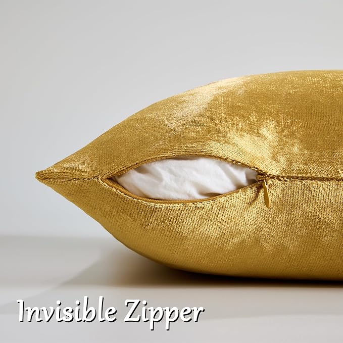 GIGIZAZA Gold Velvet Decorative 20x20 Throw Pillow Covers - Image 4