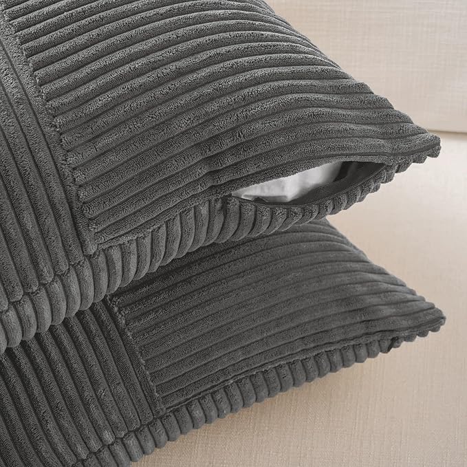 Fancy Homi 2 Packs Dark Gray Lumbar Decorative Throw Pillow Covers 20x28 Inch - Image 3