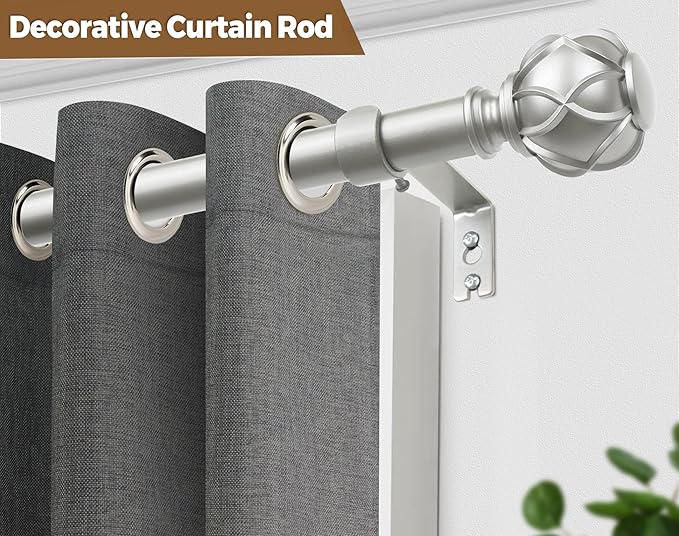 KAMANINA 2 Pack Curtain Rods for Windows 48 to 84 Inch, Antique Silver Heavy - Image 5