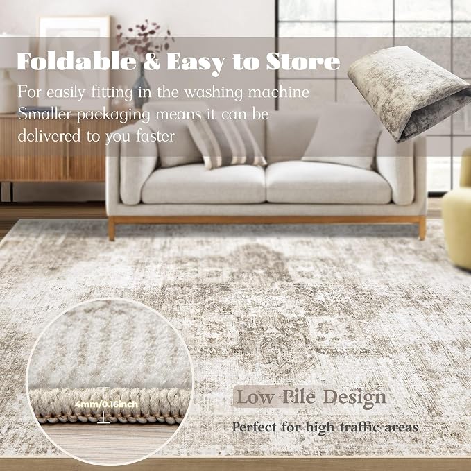Runner Rug 2x6 Washable Rug, Vintage Boho Medallion Hallway Runner Non-Slip - Image 6