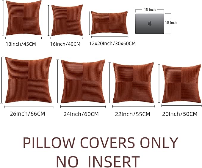 Fancy Homi 2 Packs Rust Samll Decorative Throw Pillow Covers 14x14 Inch - Image 7