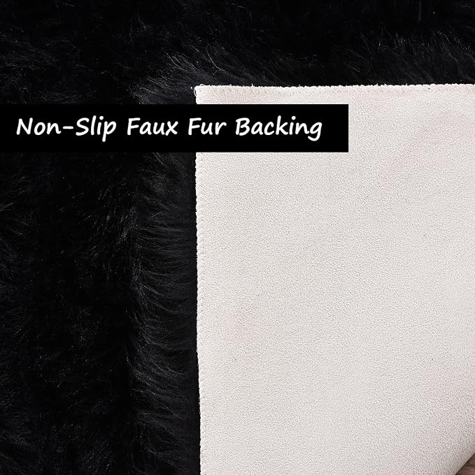Goolela Black Area Rug 9x12 Fluffy Fuzzy Furry Rug - Image 5