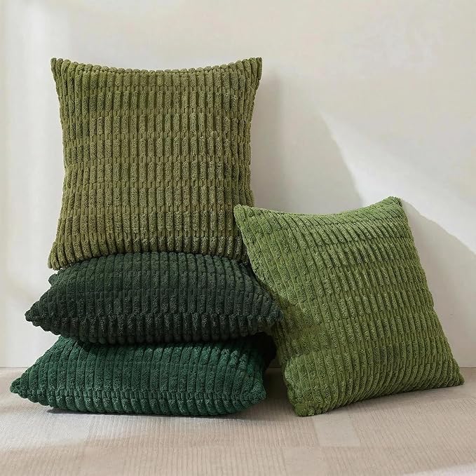 Fancy Homi Set of 4 Green Boho Decorative Throw Pillow Covers 16x16 Inch - Image 2