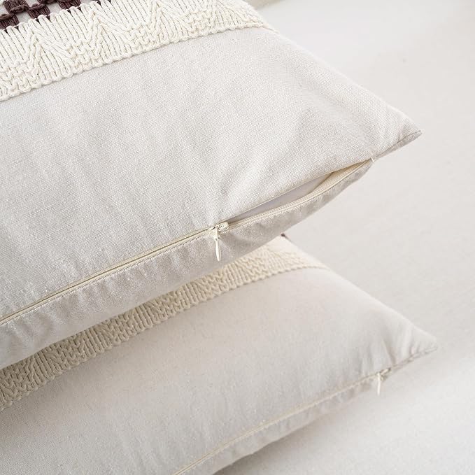Fancy Homi Set of 1 Boho Brown Decorative Throw Pillow Cover 20x20 Inch - Image 3