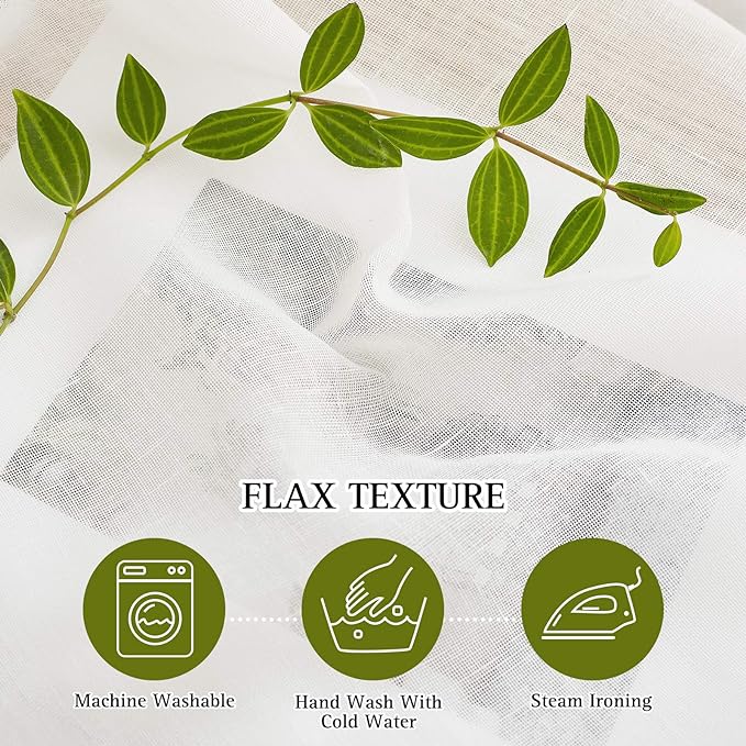 NICETOWN Short Linen Curtains for Kids Room 48 inches Long, Grommet Flax Semi - Image 4