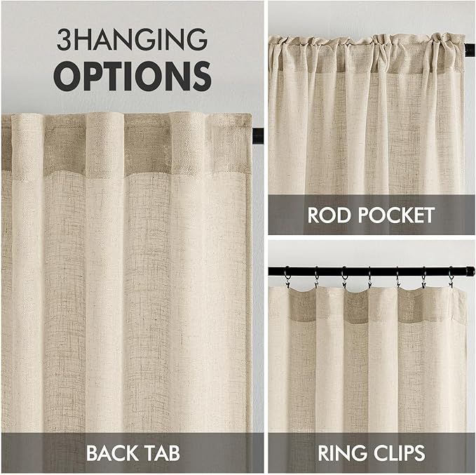 MIULEE Linen Curtains 84 Inch Length 2 Panels - Image 3