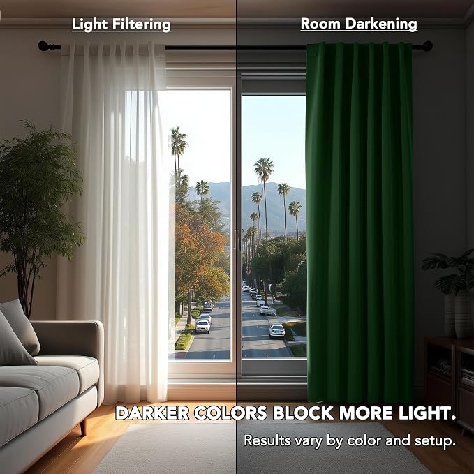 Deconovo Blackout Curtains, Thermal Insulated, W52 x L72 2 Panels, Back Tab - Image 3