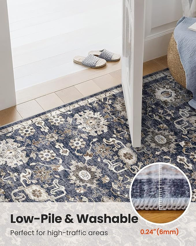 AMADA HOMEFURNISHING 9x12 Washable Area Rug, Low-Profile Large Area Rug - Image 8