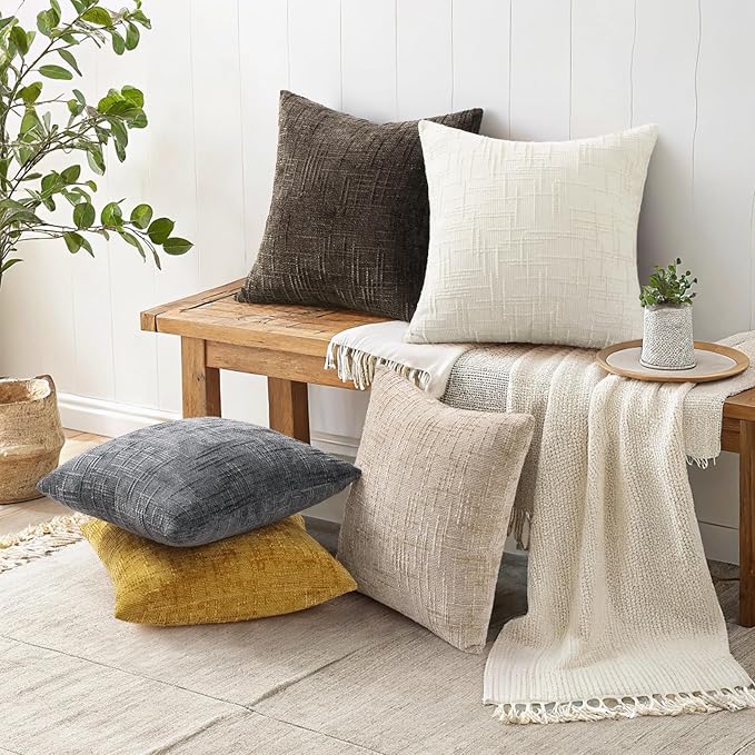 decorUhome Dark Brown Chenille Euro Sham Throw Pillow Covers 26x26 Set of 2 - Image 5