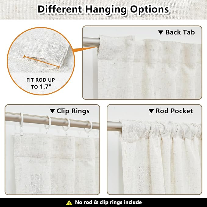 MYSKY HOME Sheer Curtains 63 Inch Length - Image 3