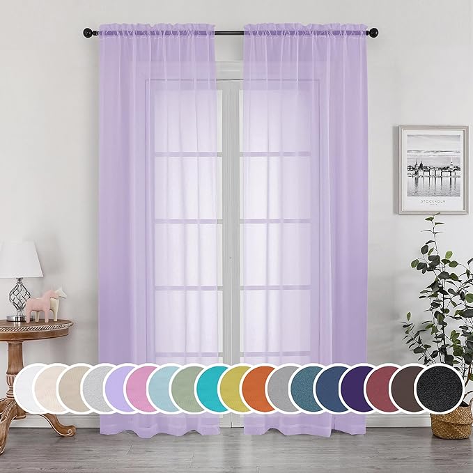 OWENIE Sheer Curtains 84 inches Long by OWENIE