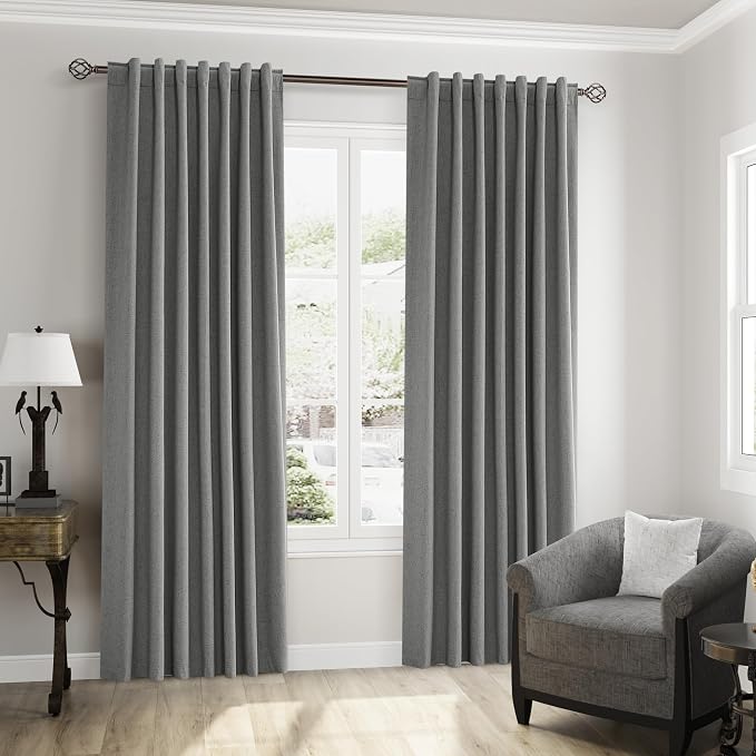 Guken 100% Blackout Linen Curtains 120 Inch Length 2 Panels Set - Image 8