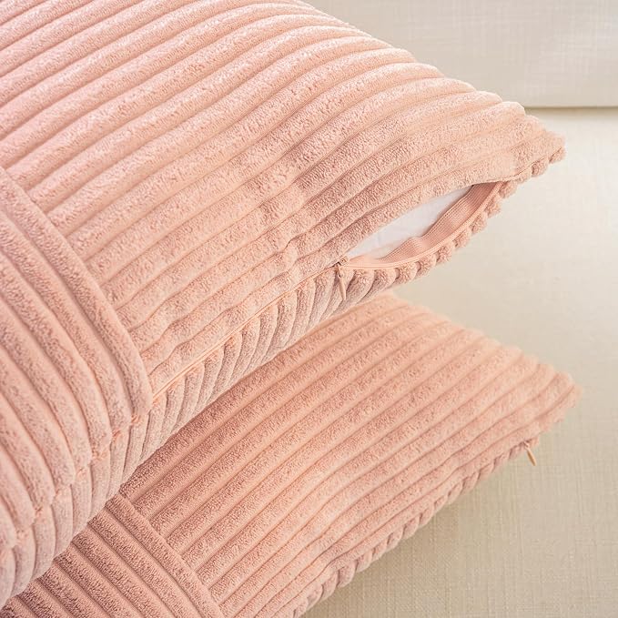 Fancy Homi 2 Packs Peach Lumbar Decorative Throw Pillow Covers 20x28 Inch - Image 3
