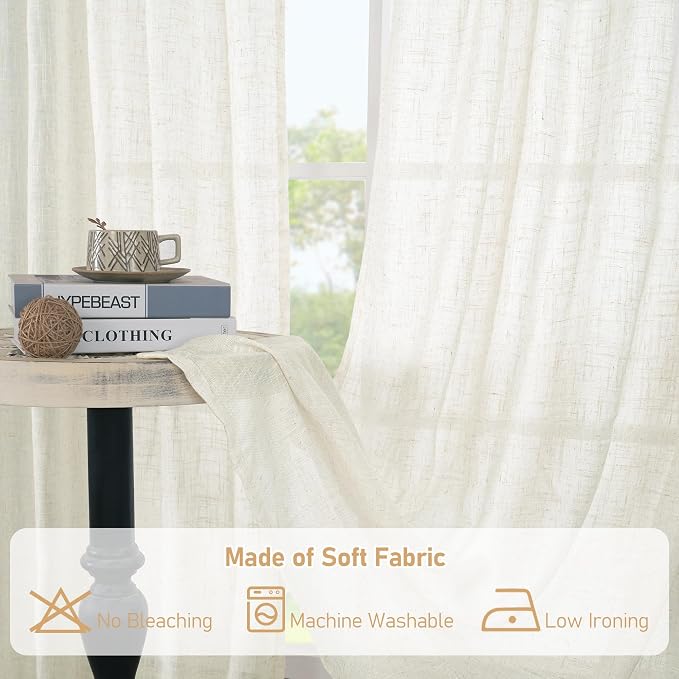 LAMIT Cream 80 inch Linen Curtains - Image 8
