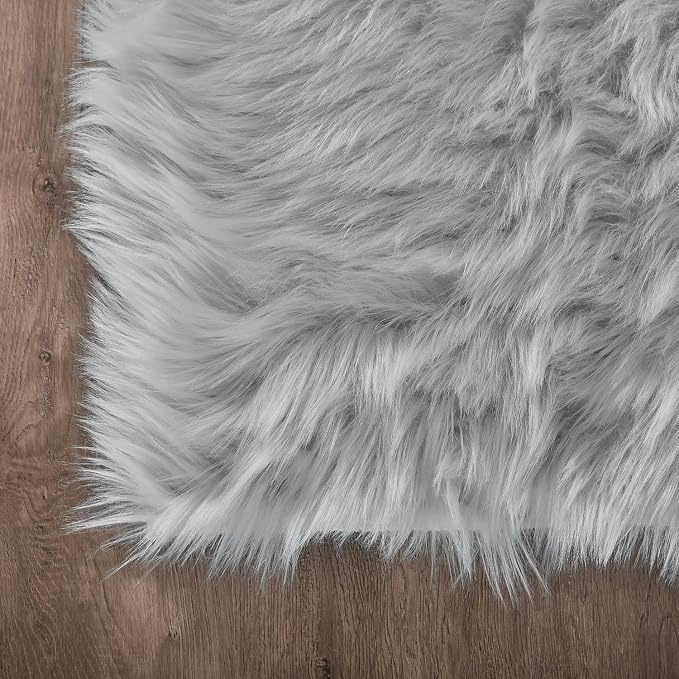 Latepis Grey 6x9 Area Rugs Faux Fur Sheepskin Rug - Image 5