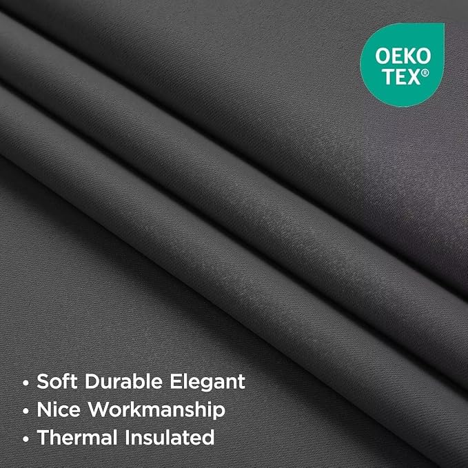Joydeco Blackout Curtains 95 Inch Length 2 Panels Set, Thermal Insulated Grey - Image 2