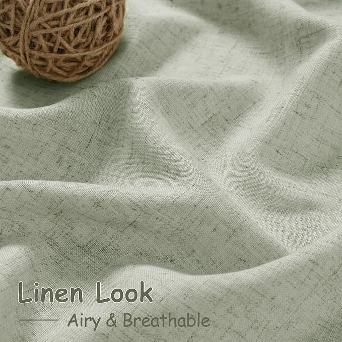 Nanspring Sage Green Linen Blend Light Filtering Curtains 86 Inches Long 2 - Image 5