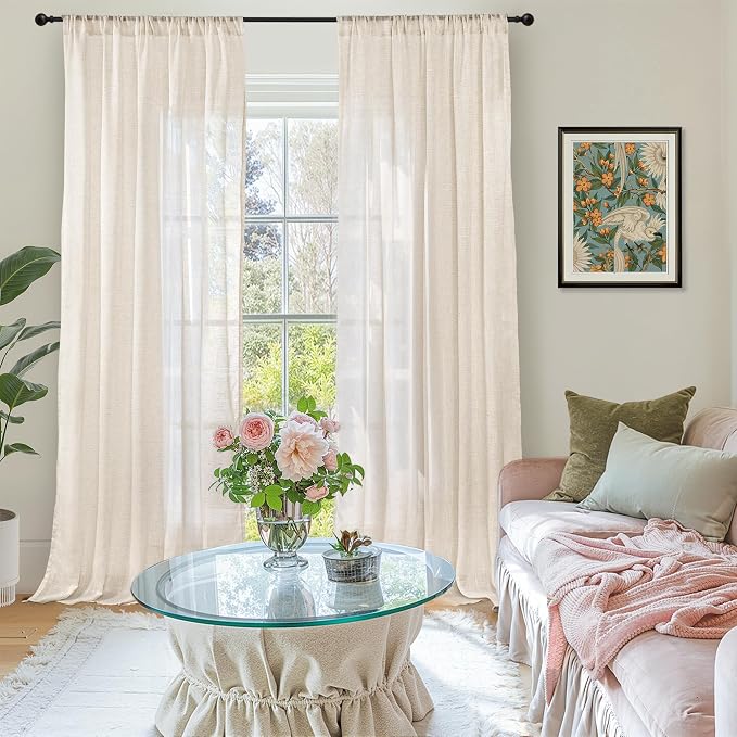 BGment Oatmeal Semi Sheer Curtains - Image 2