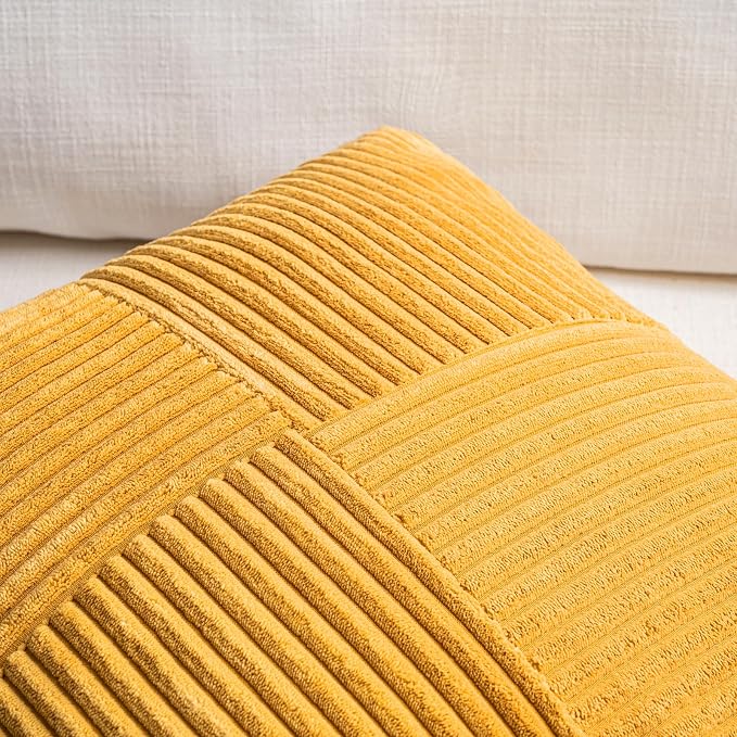 Fancy Homi 2 Packs Gold Yellow Lumbar Decorative Throw Pillow Covers 16x26 Inch - Image 3