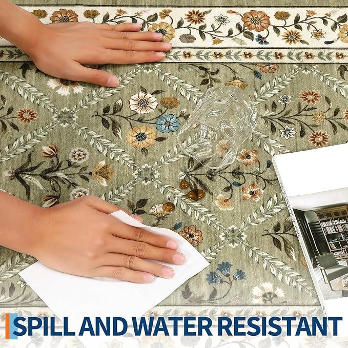 Washable Kitchen Runner 2x6 Non-Slip Floral Carpet Runner - Image 6