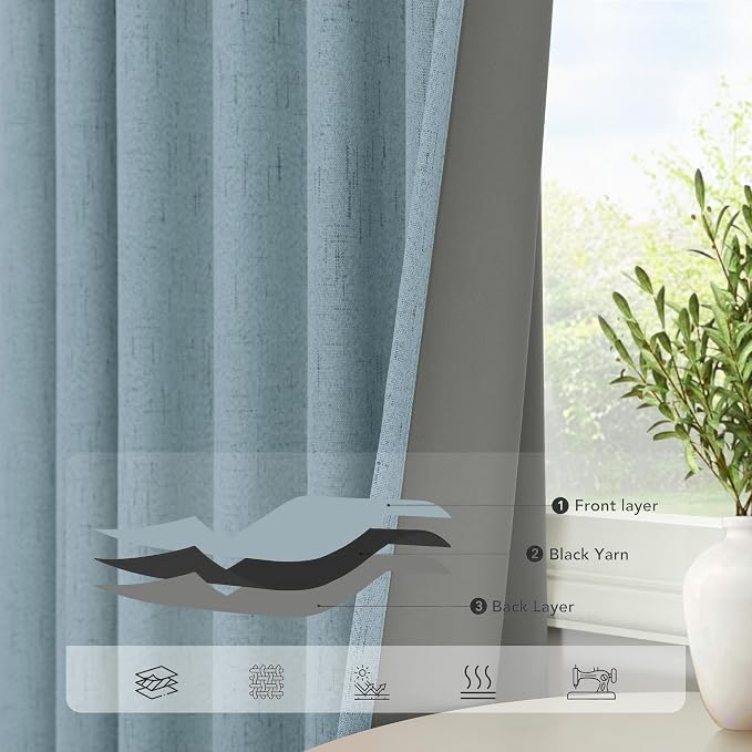 Dusty Blue Blackout Curtains for Living Room 84 Inch Length 2 Panel Farmhouse - Image 5