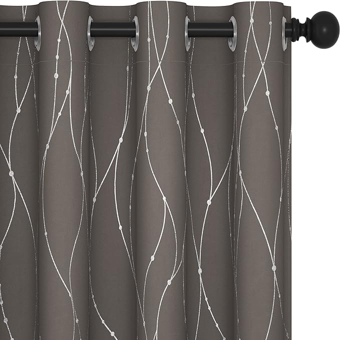 Deconovo Blackout Curtains, Thermal Insulaed Soundproof Drapes, Wave Dots by Deconovo