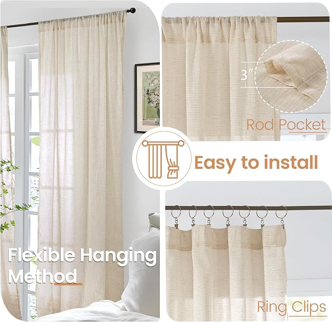 BGment Burlap Linen Curtains 84 Inch Length - Image 6