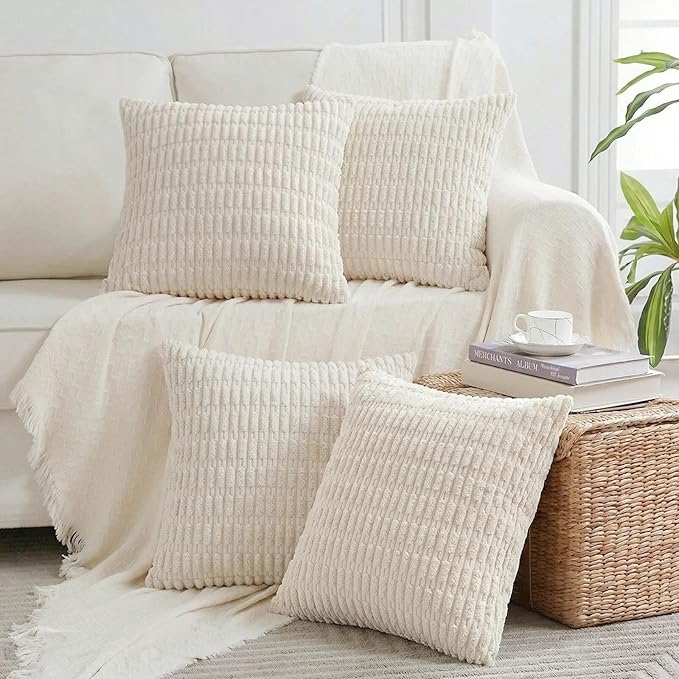 Fancy Homi 4 Packs Boho Cream Decorative Throw Pillow Covers 20x20 Inch by Fancy+Homi