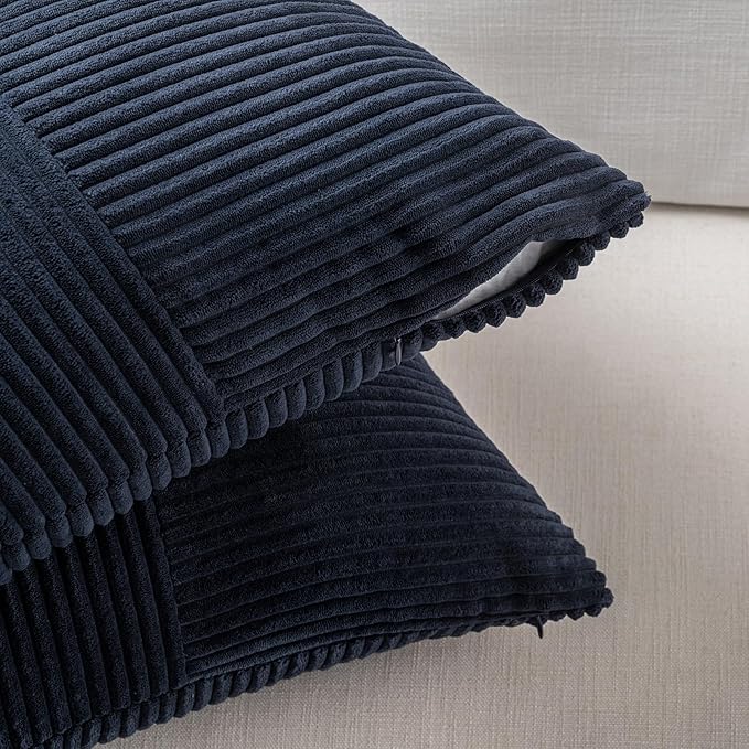 Fancy Homi 2 Packs Navy Blue Decorative Throw Pillow Covers 22x22 Inch - Image 4