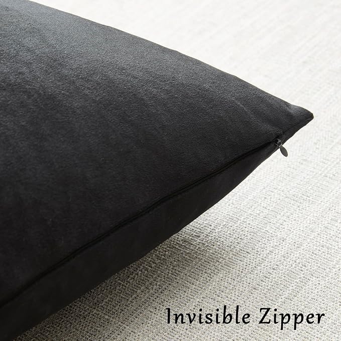 GIGIZAZA Black Velvet Pillow Covers 20x20, Decorative Square Throw Pillows - Image 5