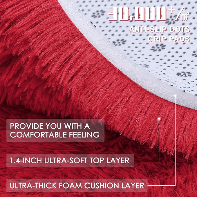 OLANLY 3x5 Machine Washable Small Bedside Rug, Soft Fluffy Shaggy Rugs - Image 8