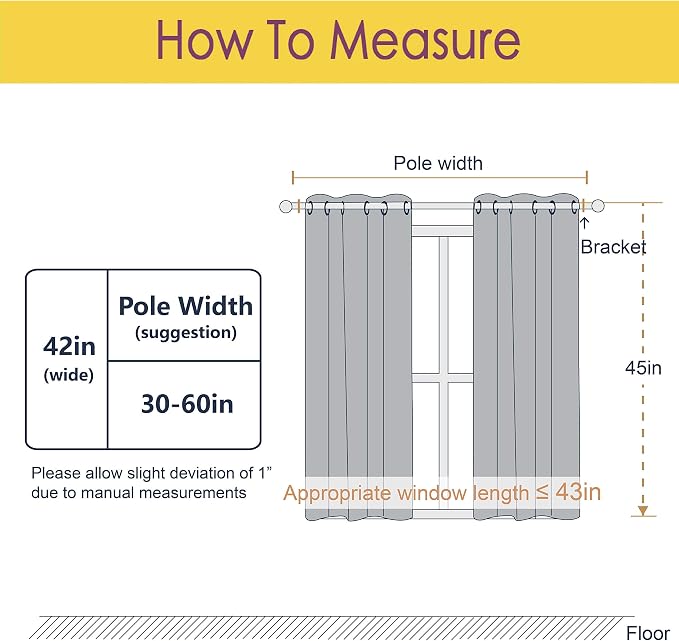 NICETOWN ROM Darkening Curtains 45 inch Length 2 Panels, Thermal Insulated - Image 5