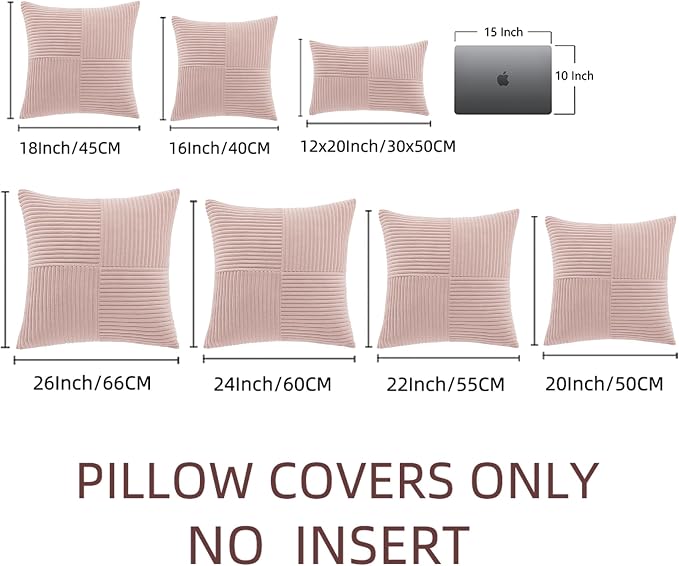 Fancy Homi 2 Packs Blush Pink Big Decorative Throw Pillow Covers 24x24 Inch - Image 6