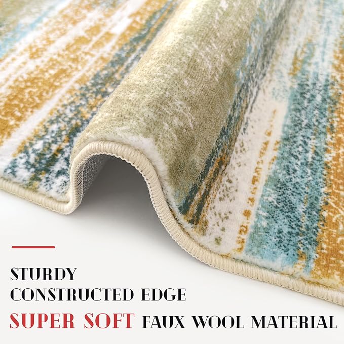 Lansny Modern Abstract 8x10 Large Machine Washable Living Room Rug Non-Slip - Image 5
