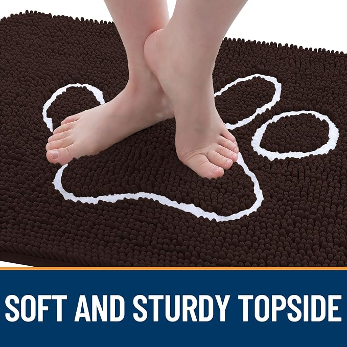 OLANLY Dog Door Mat for Muddy Paws 70x32, Paw Print Design, Absorbs Moisture - Image 4