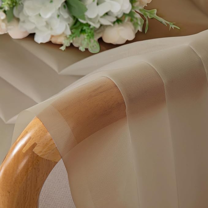 OWENIE Sheer Curtains 63 inch Length 2 Panels Set, Light Weight Soft Solid - Image 5
