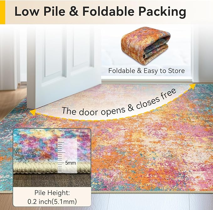 Washable Area Rugs 5'x7' Non-Slip Modern Abstract Soft - Image 6