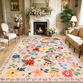 10x14 Area Rugs for Living Room: Floral Washable Rug Vintage Large Soft Boho by PLHXFRSoftAreaRugs