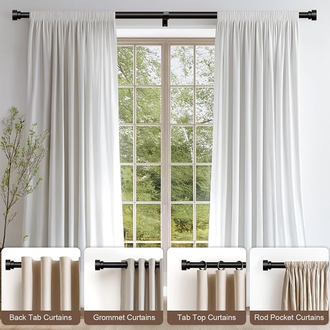 Lootkell 2 Pack Modern Black Curtain Rods Set - Image 3