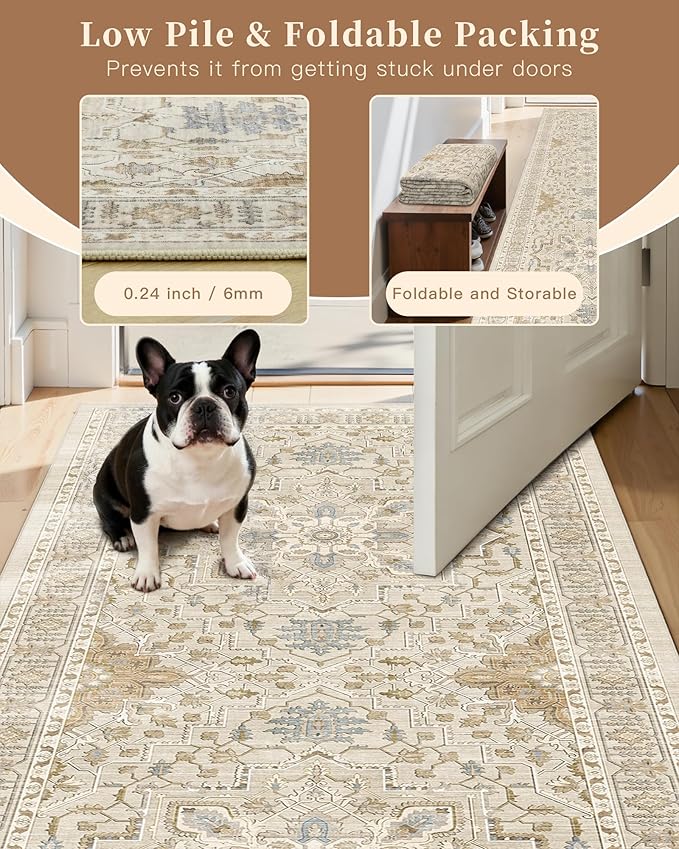 Madane 3x12 Hallway Runner Rug, Non Slip Washable 12ft Runner - Image 6